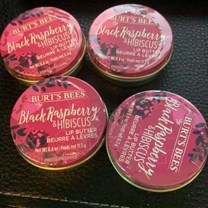 Burts Bees 4 tins Black Raspberry Hibiscus Lip Balm 4oz